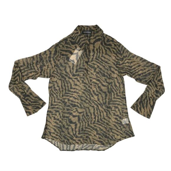 Retrofete Joanna Sheer 100% Silk Shirt Chiffon Tiger Stripe Print - Picture 3 of 12